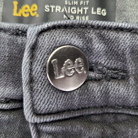Lee Jeans Womens 16 Black Slim Fit Straight Leg Mid Rise Stretch Denim - Picture 2 of 11